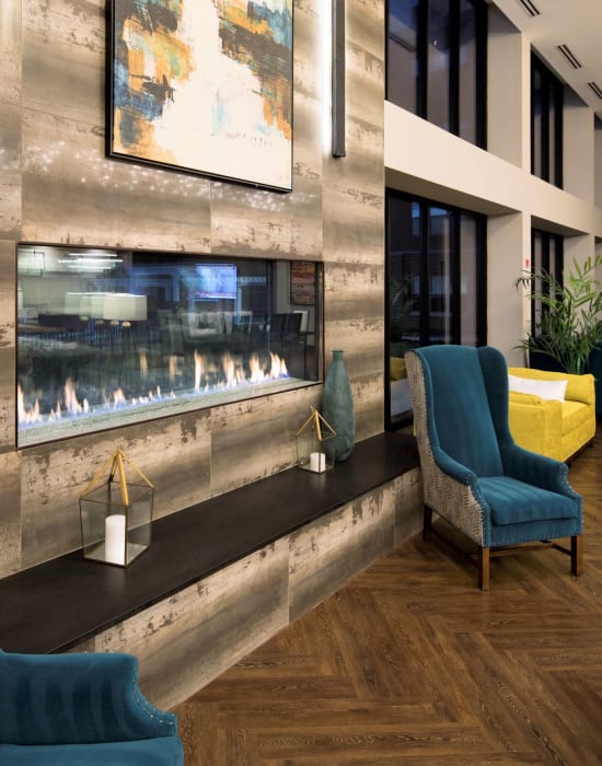  Lounge With Fireplace at The Residences at Annapolis Junction in Annapolis Junction, Maryland