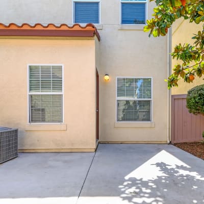 A patio at a home at Gateway Village in San Diego, California