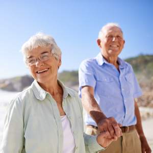 Residents enjoying the beach at Clearwater at North Tustin in Santa Ana, California