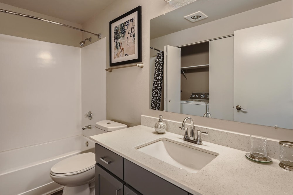 Bathroom at Align Apartment Homes in Federal Way, Washington.