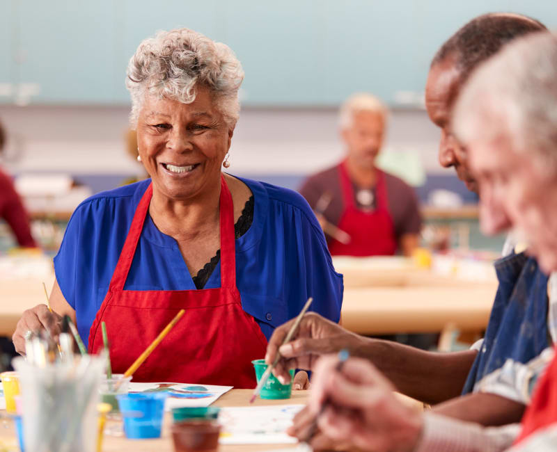 A resident at an art class at The Sanctuary at West St. Paul in West St. Paul, Minnesota