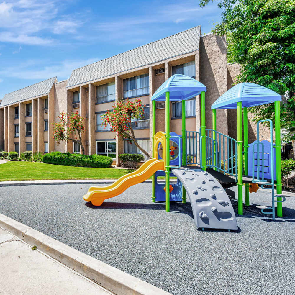 Sidewalk to playground  at Independence Park Apartments in Canoga Park, California
