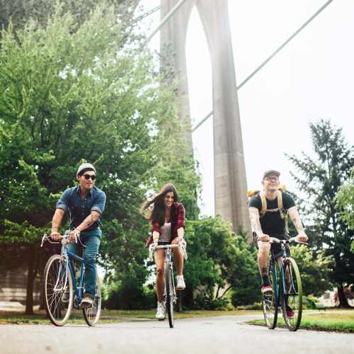 Residents biking near Village at Madrone in Morgan Hill, California