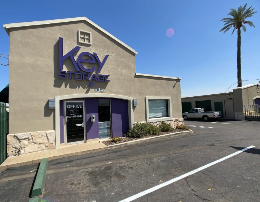 Exterior of the main office at Key Storage - Indian School in Phoenix, Arizona