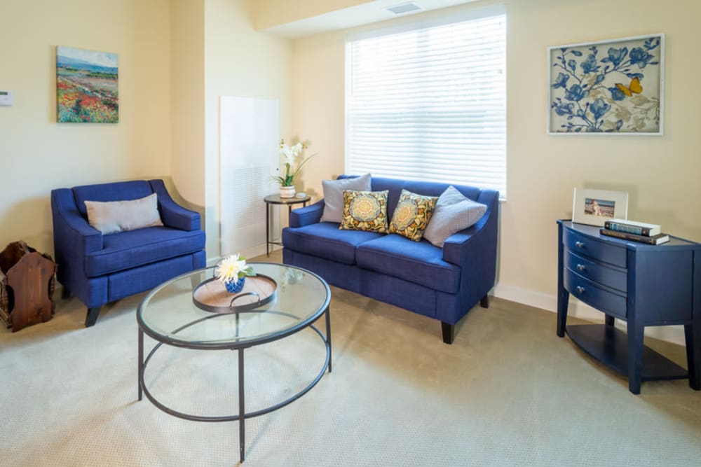 Living room at The Harmony Collection at Roanoke - Assisted Living in Roanoke, Virginia