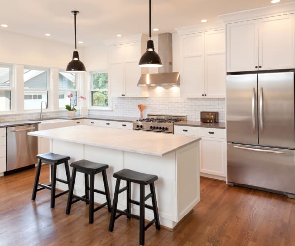 A bright kitchen in a home at Naval Amphibious Base in San Diego, California