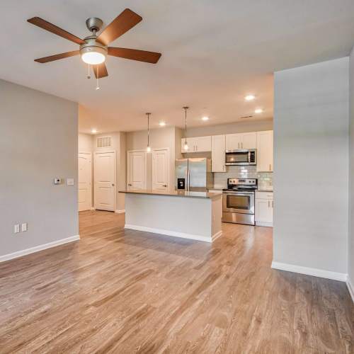 Open-concept kitchen with modern finishes at Paxton Point Hope in Charleston. SC