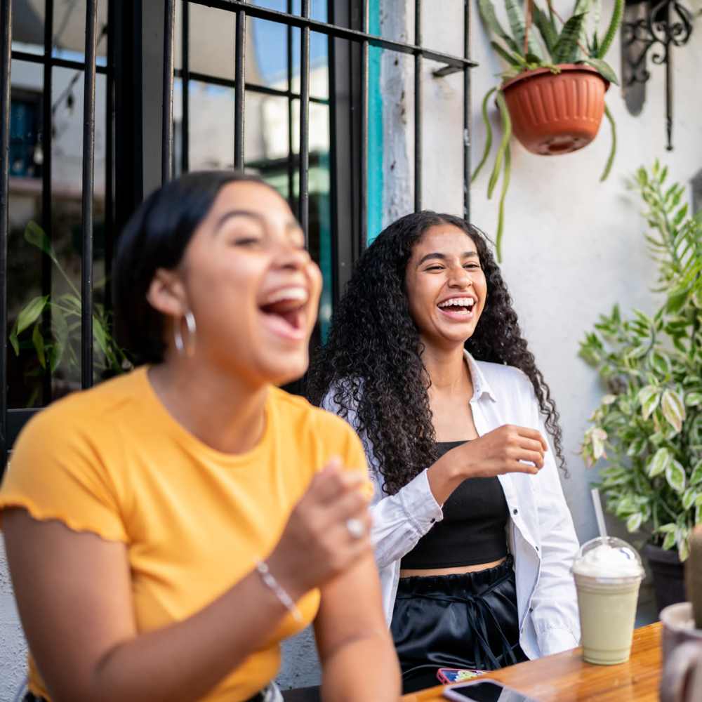 Residents having coffee near Desert Meadows in Lancaster, California