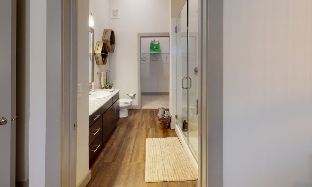 Model bathroom at Bellrock Upper North in Haltom City, Texas