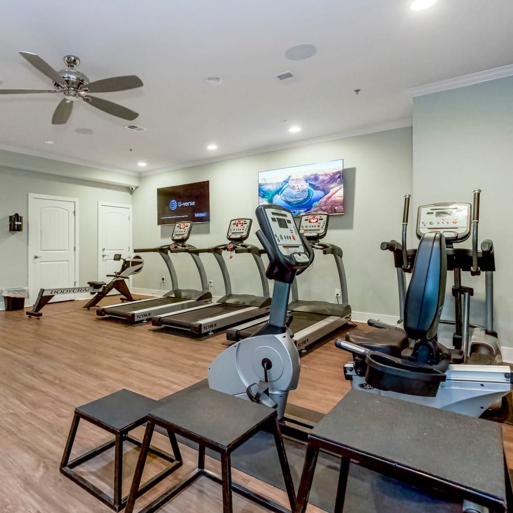 Fitness center and exercise machines at Prairie Pines in Shawnee, Kansas 