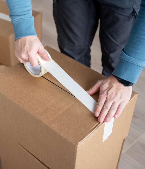 Customer packing boxes near Storage Hub - Guilbeau in San Antonio, Texas