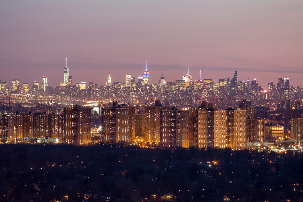 Manhattan skyline near Skyline New Rochelle in New Rochelle, New York