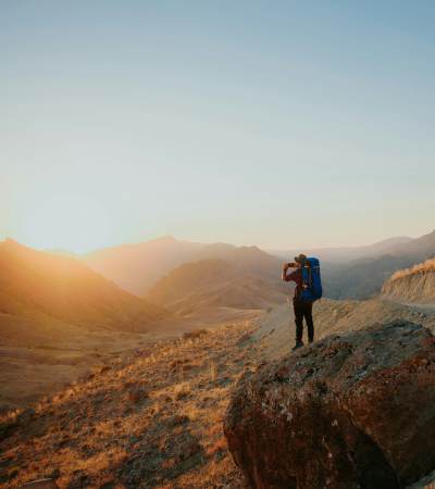 Resident enjoying the view of sunrise near The Ellison in Las Vegas, Nevada