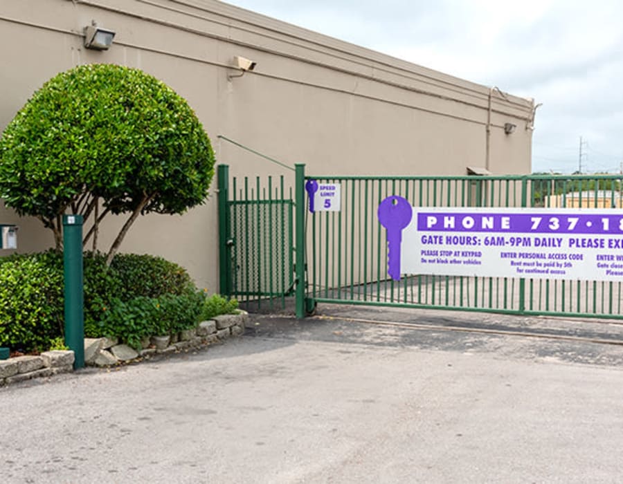 Gated entryway at Key Storage - Hickory in Metairie, Louisiana,