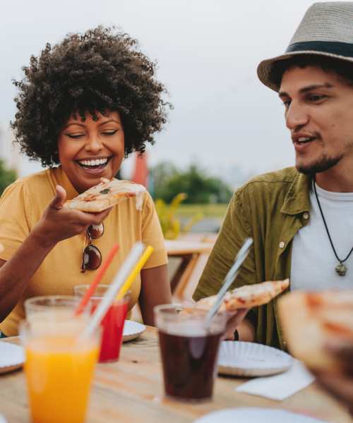 Residents eating lunch near Citrus Run Apartments in Tampa, Florida