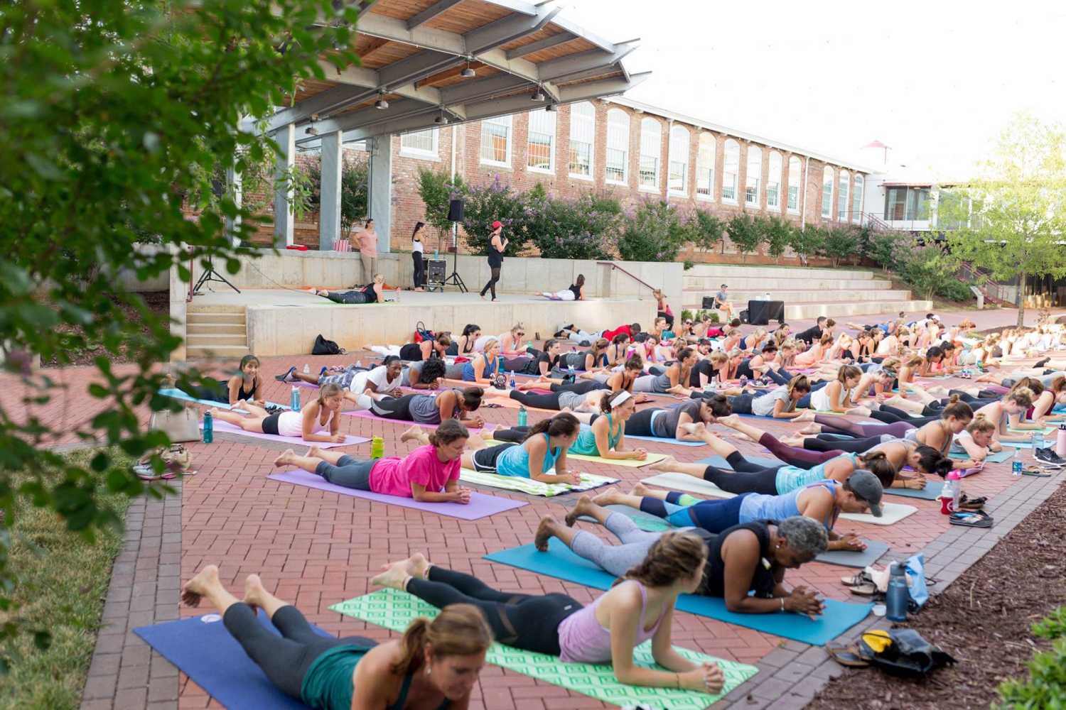 Group yoga at Kane Residential in Raleigh,North Carolina