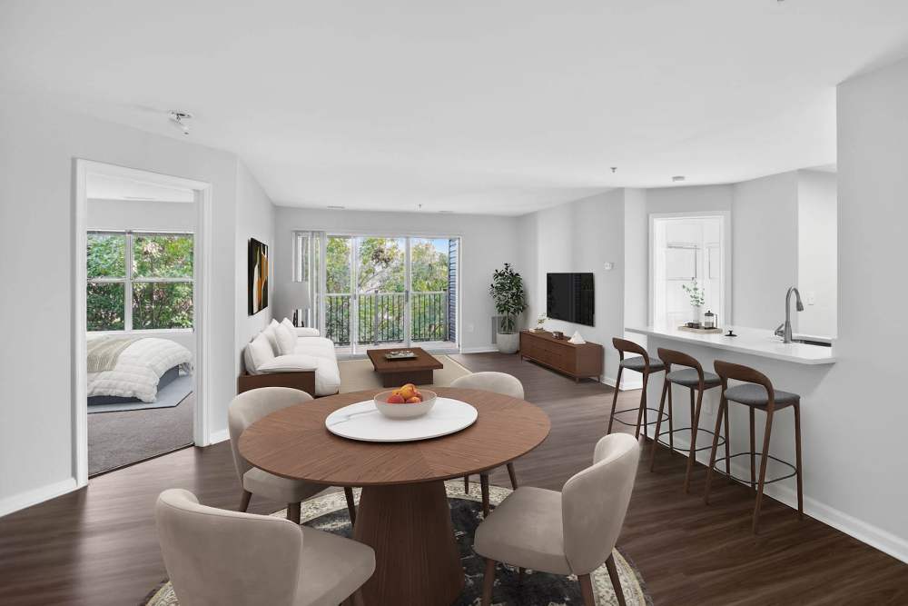 Living room with entryway to kitchen at Eagle Rock Apartments at Columbia Pike in Arlington, Virginia