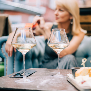 Friends raising a toast to the good life at Sunset Ridge Apartments in Lancaster, California