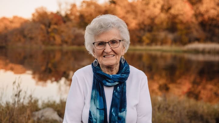 A portrait of an elderly woman
