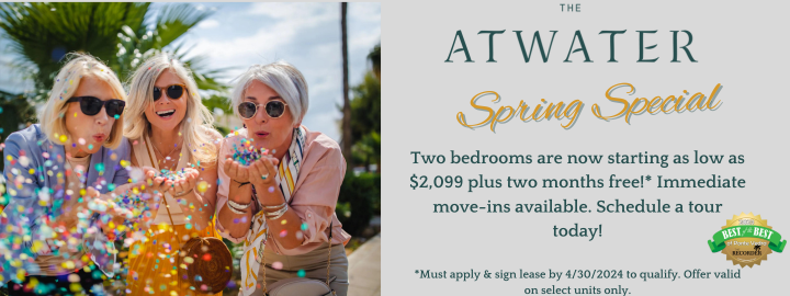 Ask about our leasing specials at The Atwater at Nocatee in Ponte Vedra, FL