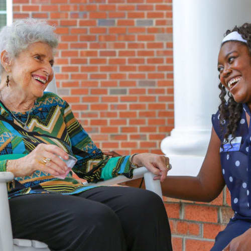 Resident and caregiver at The Mann House - Cumming/Johns Creek in Cumming, Georgia