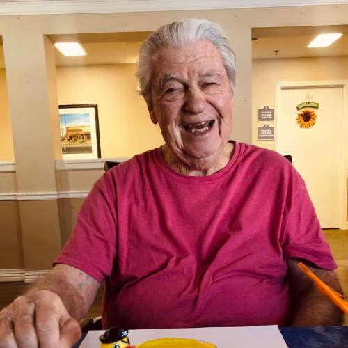 Resident enjoying the outdoors at Oxford Senior Living in Wichita, Kansas
