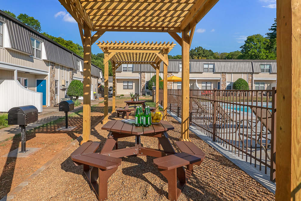 Brand new picnic area at Northshore Flats Apartments in Chattanooga, Tennessee