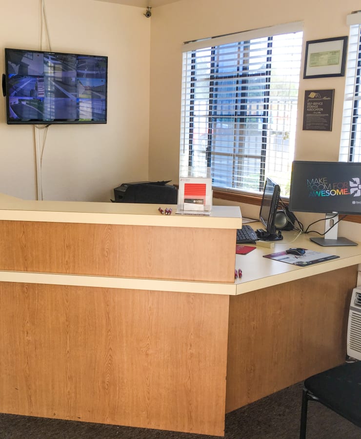 Interior of the leasing office at StorQuest Self Storage in Temecula, California