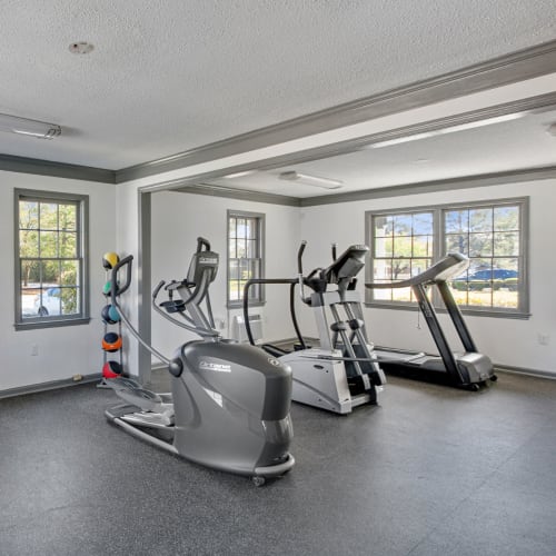 Cardio equipment in the fitness center at Vesta Creeks Run in North Charleston, South Carolina