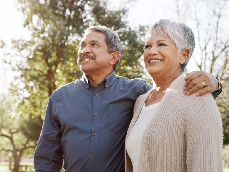 Two residents looking out into the view at The Pointe at Summit Hills in Bakersfield, California. 