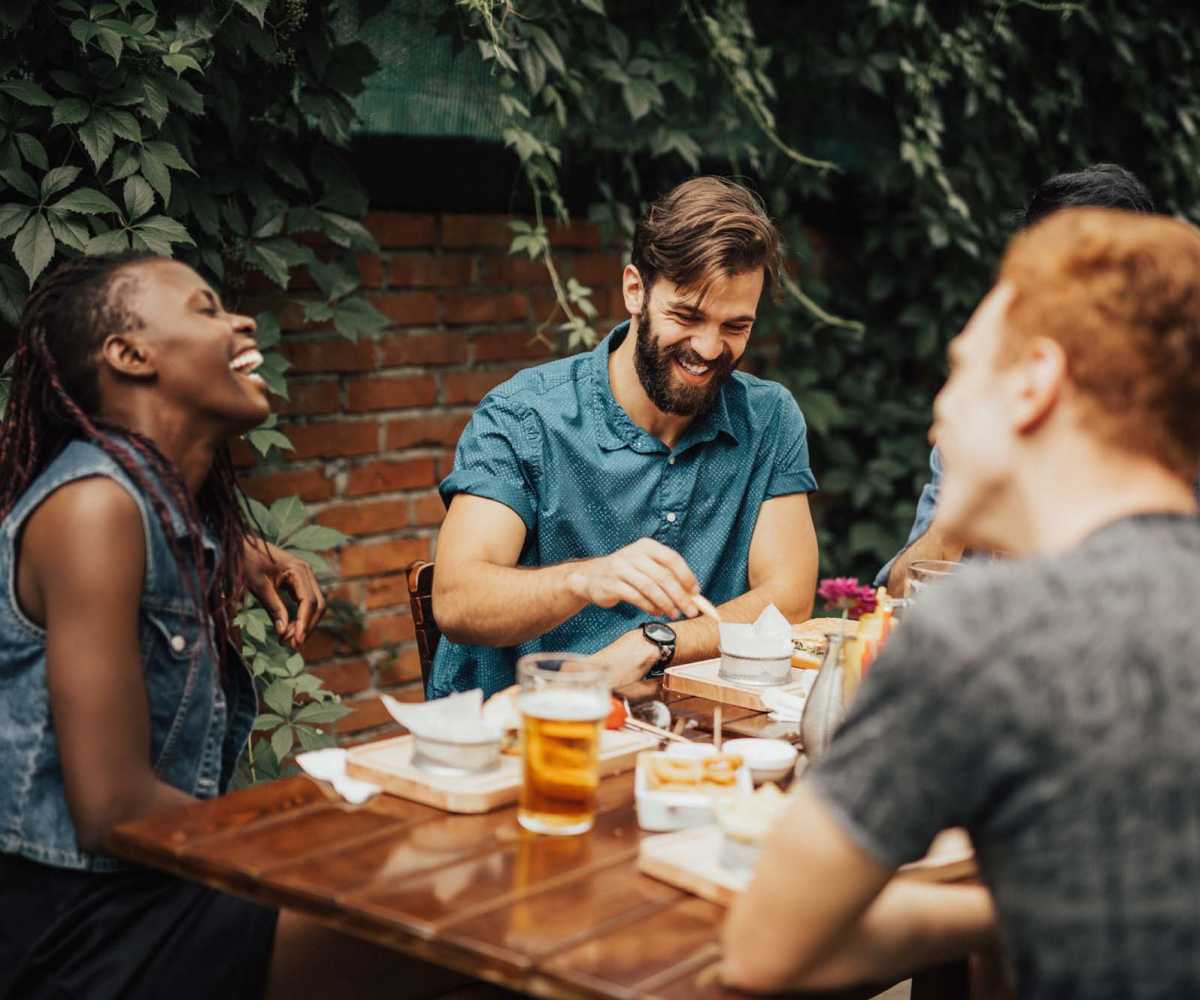 Residents enjoying meals at a restaurant near Annhurst Apartments in Gahanna, Ohio
