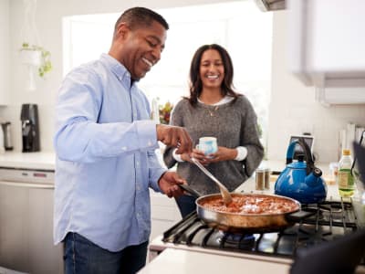 Residents cooking in their kitchen at North Main in Walnut Creek, California