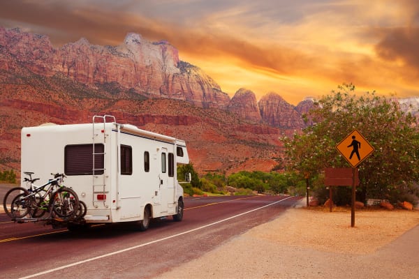 An RV on the open road in LA