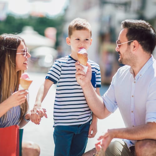 A happy family having ice cream near Santa Margarita in Oceanside, California