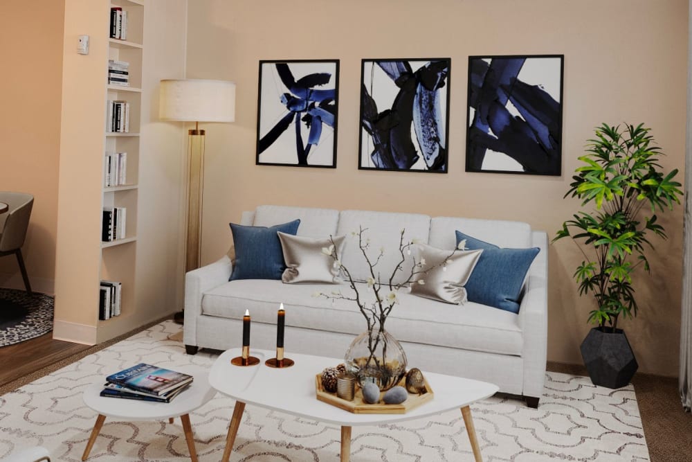 Living room area at Coralaire Apartments in Sacramento, California