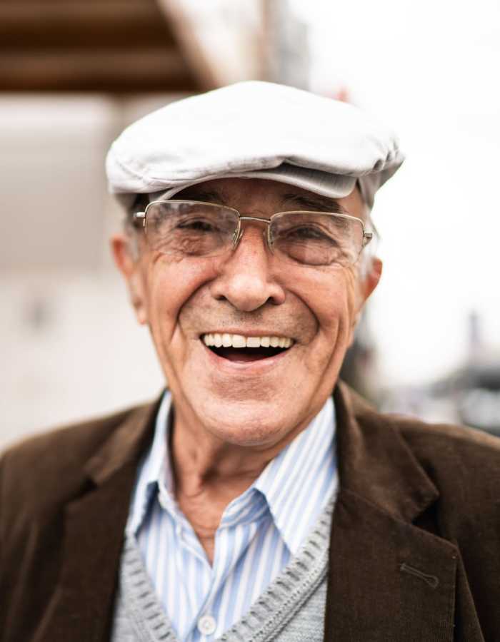 Senior man smiling at Clearwater at The Arboretum in Austin, Texas