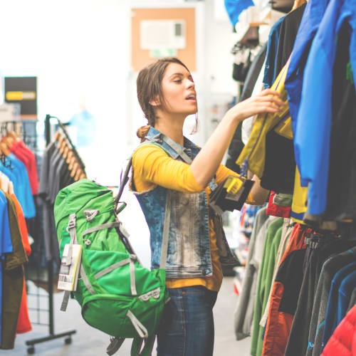 A resident shopping in a clothing store near Pecan Crescent in Chesapeake, Virginia