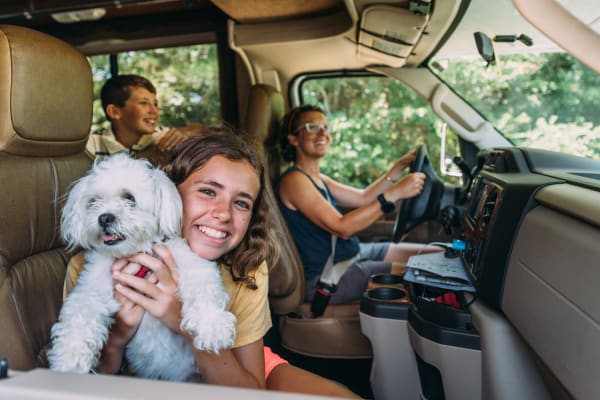 A family in an RV stored at BlueGate Boat & RV - Conroe in Conroe, Texas