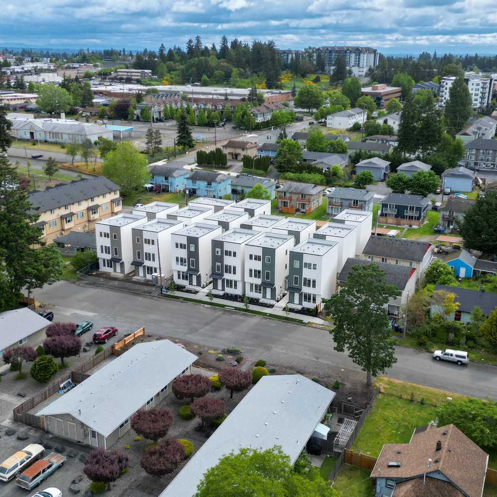 Aerial view of the building at 4315 S. Alder in Tacoma, Washington, 