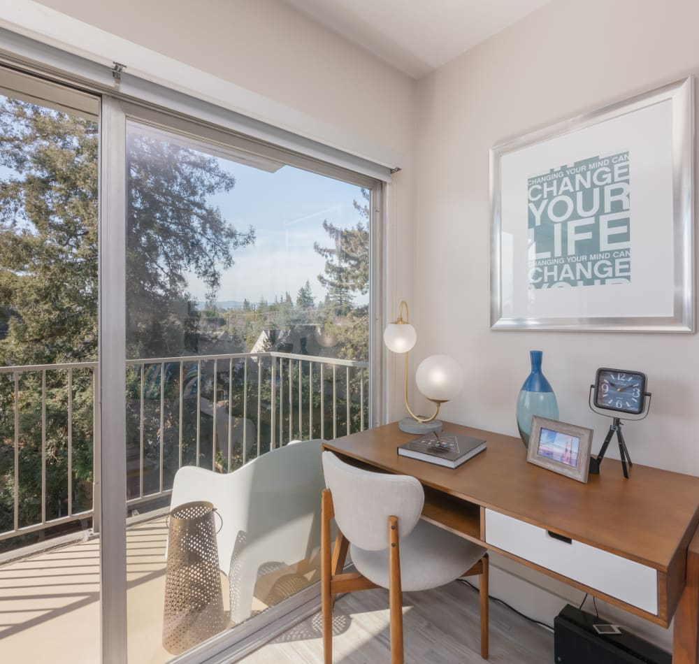 Modern furnishings in a model studio home at Mia in Palo Alto, California