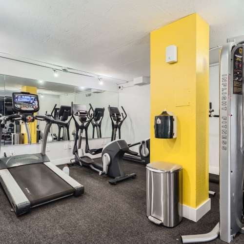 Well-equipped fitness center at Ludlam Point in Miami, Florida