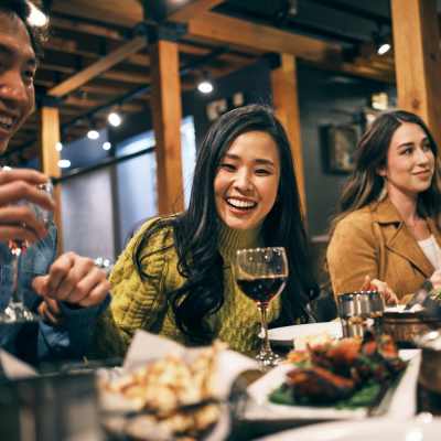 Residents enjoying a meal at Edge DTC in Denver, Colorado