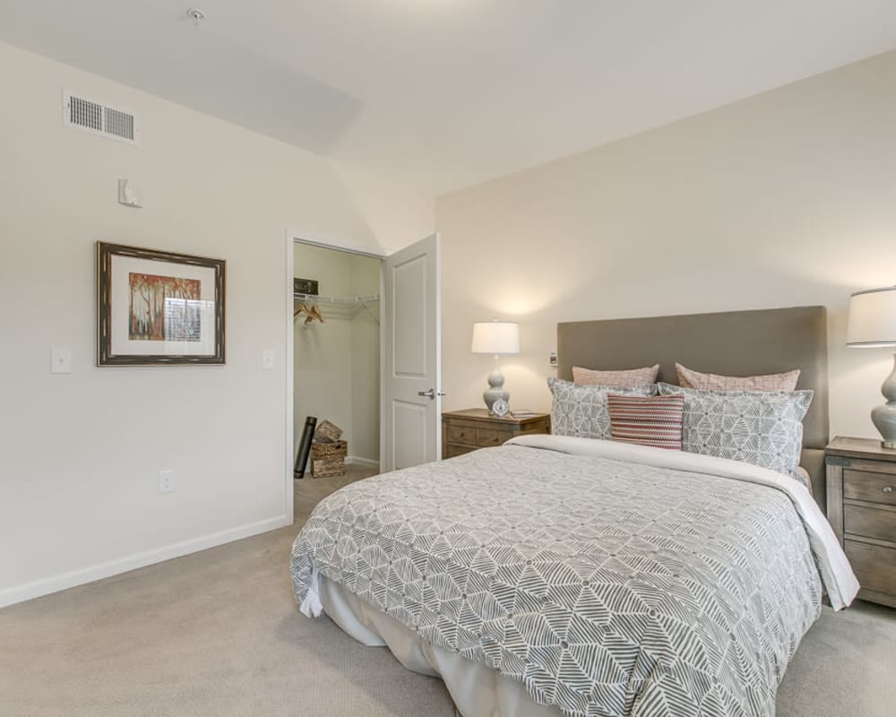 A decorated bedroom at Harmony at Victory Station in Murfreesboro, Tennessee