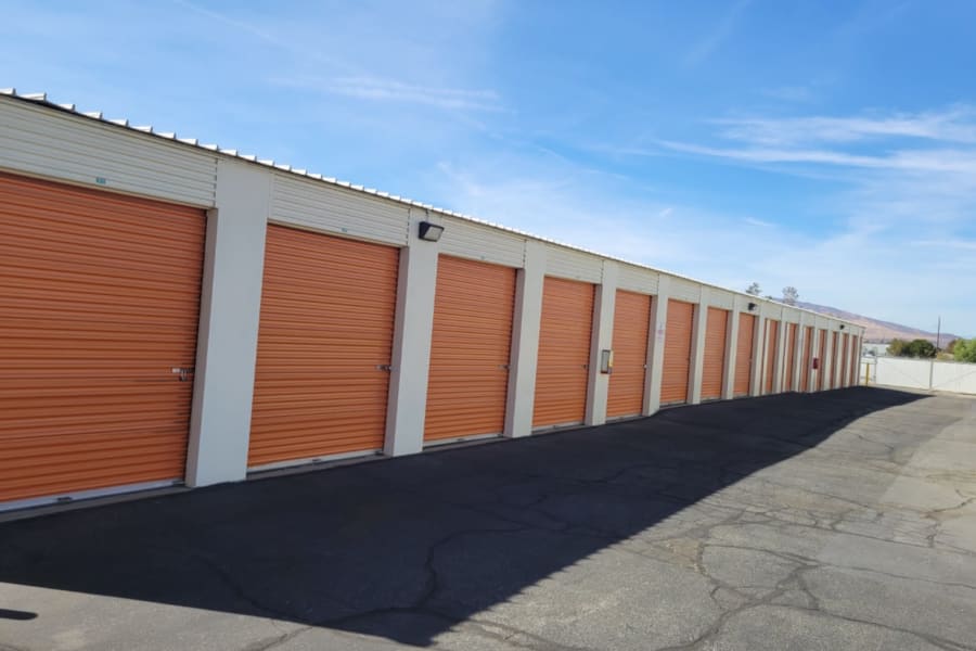 Outdoor storage units at AV Self Storage in Palmdale, California