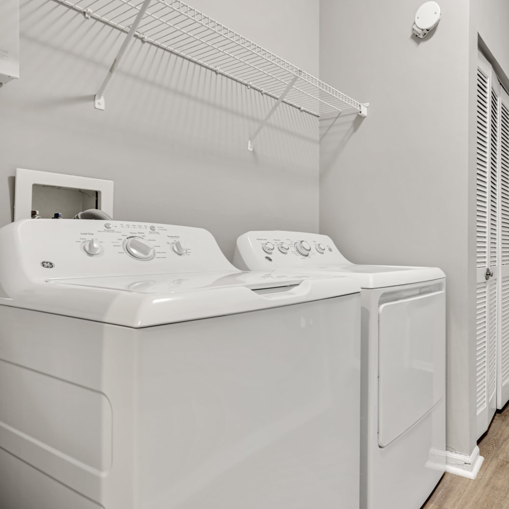 A full sized washer and dryer in an apartment at The Courts of Avalon in Pikesville, Maryland