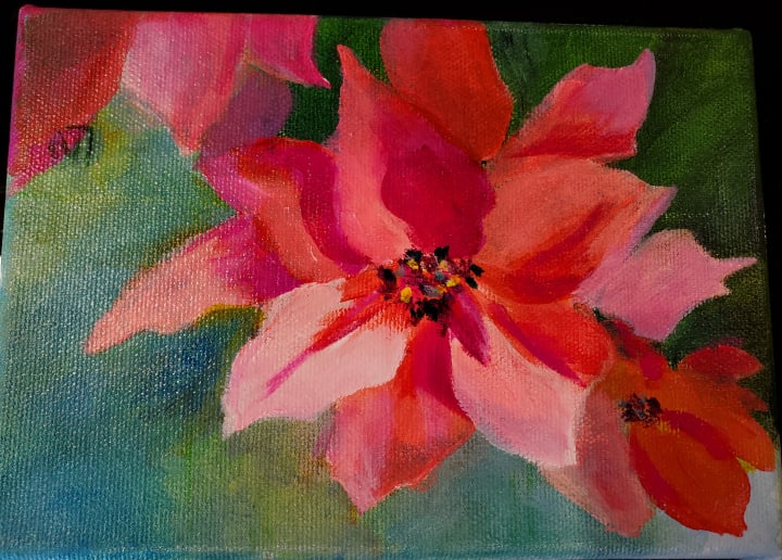 Lorraine's, Kirkland (WA) resident, painted a gorgeous holiday poinsettia to come in third place.