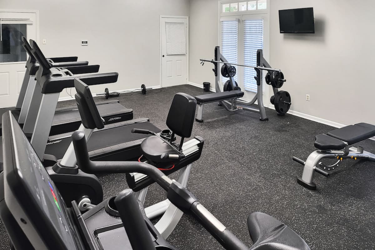 fitness center at Atlas at St. George in Baton Rouge, Louisiana