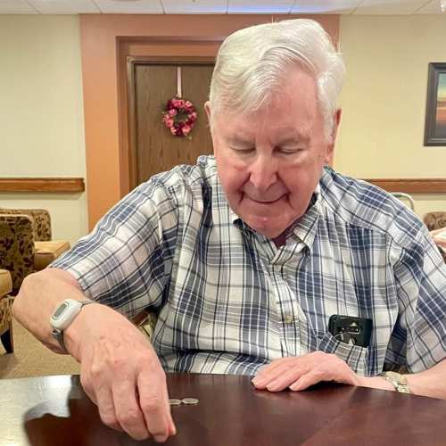 Resident painting at Oxford Senior Living in Wichita, Kansas