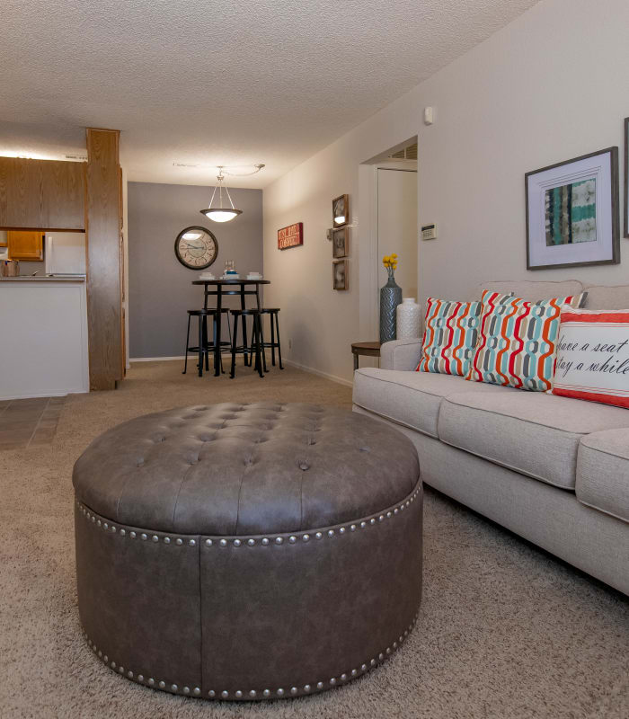 Spacious living room at Tammaron Village Apartments in Oklahoma City, Oklahoma