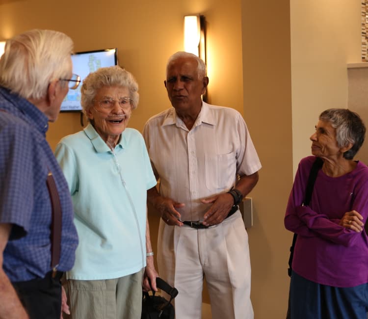 Seniors discussing their questions together at Village at Belmar